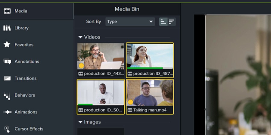Videos in media bin that have generated proxies have an orange indicator