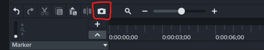 Add Exported Frame has its own dedicated button on the timeline toolbar