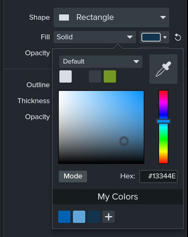 You can save colours for later use in your project