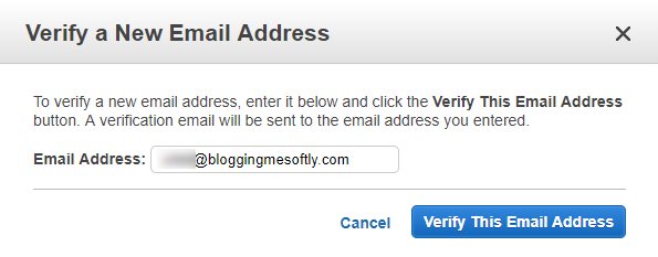 Verify Email Address Dialog