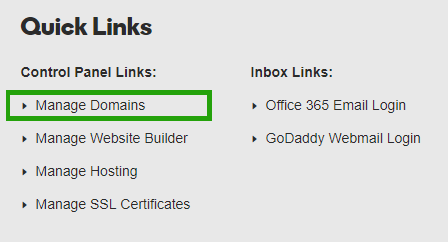 GoDaddy Manage Domains