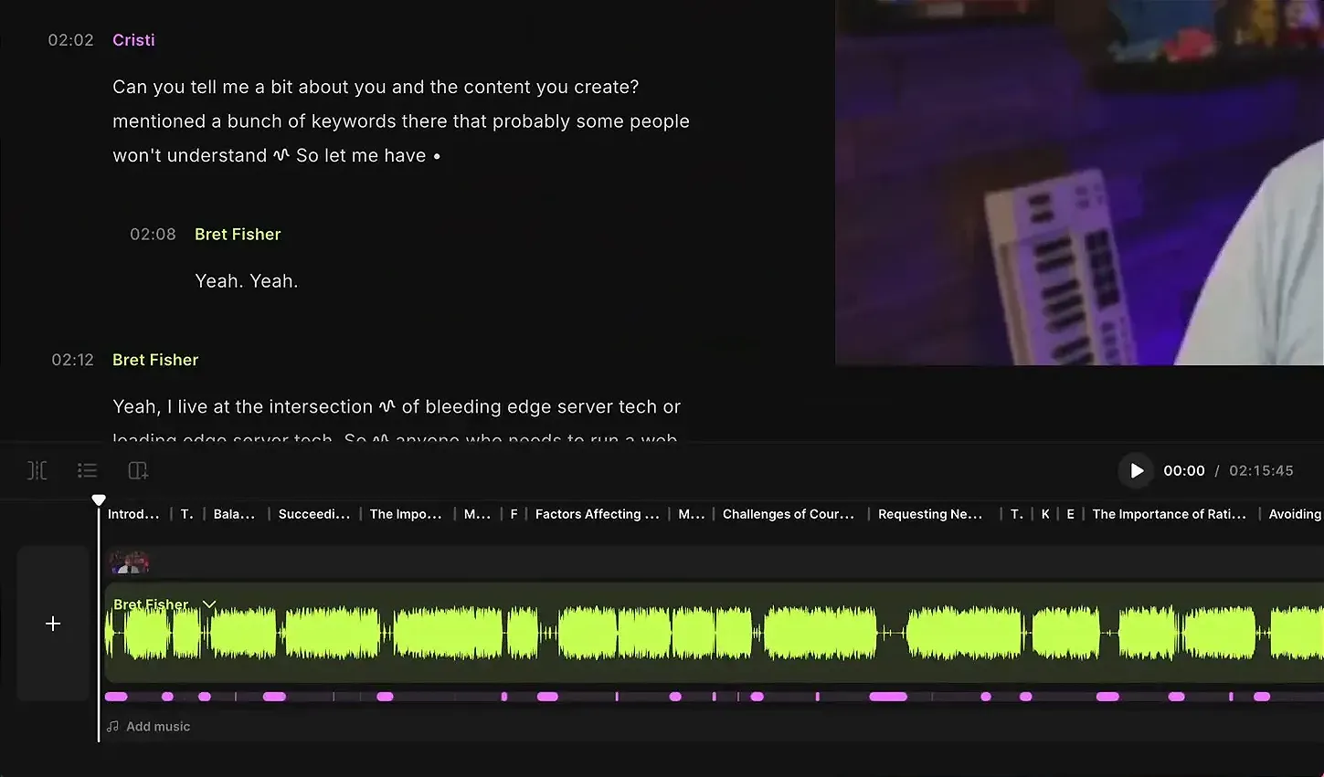 Expanded audio tracks in Riverside