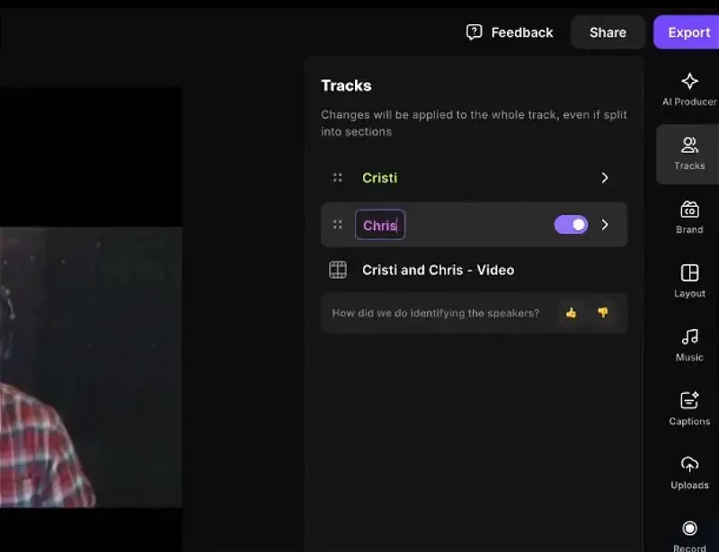 Separate Speakers from a Single Audio File in Riverside.fm
