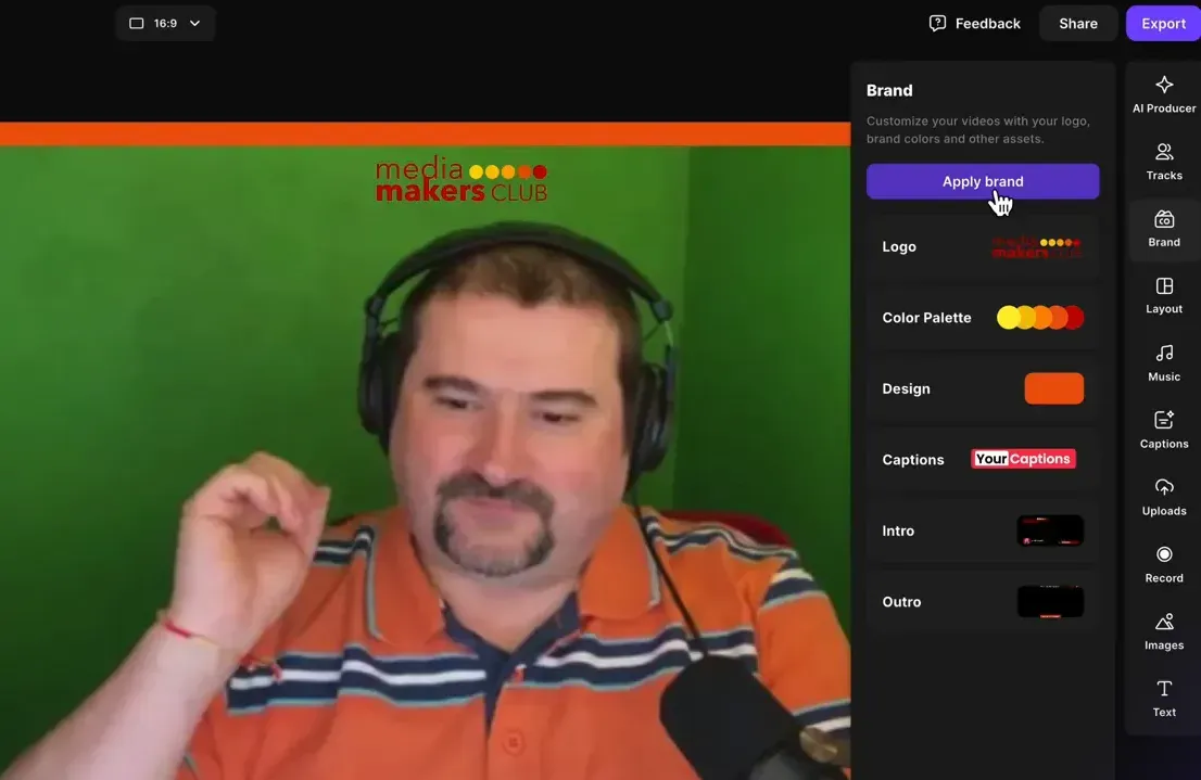 Apply Branding with One Click in Riverside.fm Brand Kit