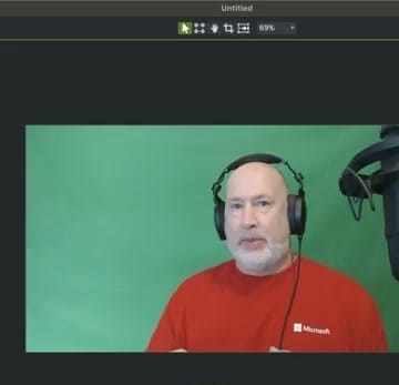 Camtasia canvas showing a horizontal 16:9 video project