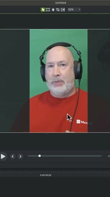 Camtasia vertical canvas with video properly repositioned and filling the frame