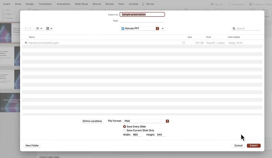Exporting PowerPoint slides as PNG images